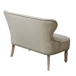 Kirkland's Home Taupe Button Tufted Nailhead Trim Settee- Sofas & Loveseats