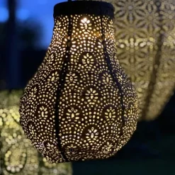 Kirkland's Home Taupe Fan Bulb Hanging Led Outdoor Lantern- Outdoor Lighting