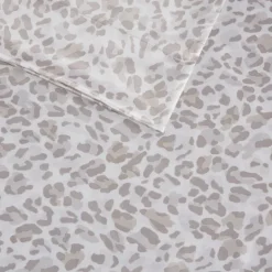 Kirkland's Home Taupe Leopard Print Satin 4-Pc. King Sheet Set- Bed Sheets
