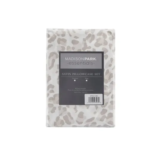 Kirkland's Home Taupe Leopard Satin King 2-Pc. Pillow Case Set- Bed Sheets