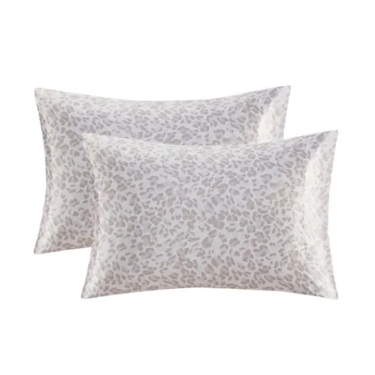 Kirkland's Home Taupe Leopard Satin King 2-Pc. Pillow Case Set- Bed Sheets