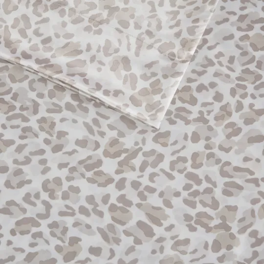 Kirkland's Home Taupe Leopard Satin King 2-Pc. Pillow Case Set- Bed Sheets