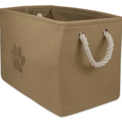 Kirkland's Home Taupe Paw Print Basket With Handles- Baskets & Boxes