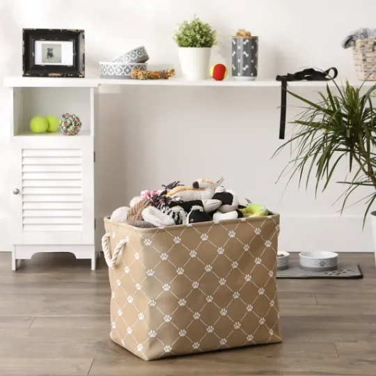 Kirkland's Home Taupe Paw Trellis Rec Gle Basket, 17.5 In.- Baskets & Boxes