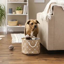 Kirkland's Home Taupe Paw Trellis Round Basket, 12 In.- Baskets & Boxes