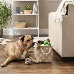 Kirkland's Home Taupe Trellis Paw Print Storage Basket, 14 In.- Baskets & Boxes