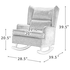 Kirkland's Home Taupe Upholstered Natural Base Wingback Rocker- Accent Chairs