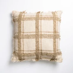 Kirkland's Home Taupe Windowpane Plaid Pillow- Pillows