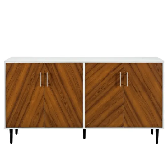 Kirkland's Home Teak And White Chevron Door Tv Stand- Tv Stands & Media Consoles