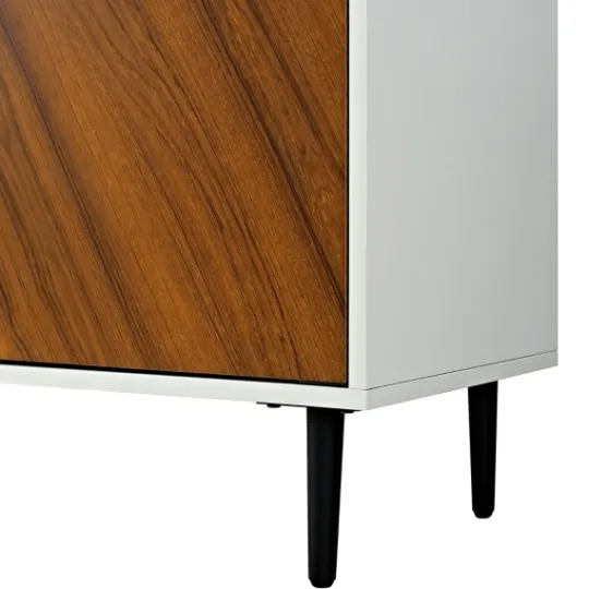 Kirkland's Home Teak And White Chevron Door Tv Stand- Tv Stands & Media Consoles