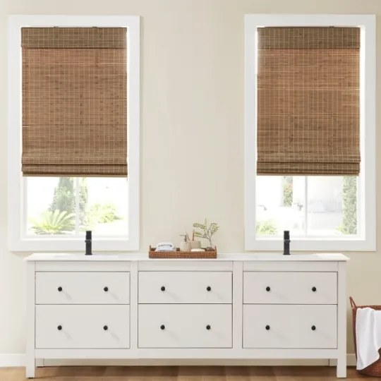 Kirkland's Home Teak Bamboo Light Filtering Roman Shade, 27 In.- Curtains & Drapes