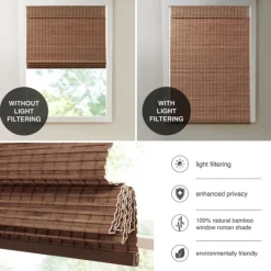 Kirkland's Home Teak Bamboo Light Filtering Roman Shade, 27 In.- Curtains & Drapes