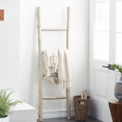 Kirkland's Home Teak Wood Leaning Ladder- Decorative Accents