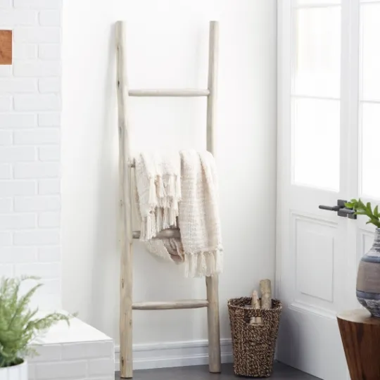 Kirkland's Home Teak Wood Leaning Ladder- Decorative Accents