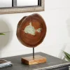 Kirkland's Home Teak Wood Raw Edge Crystal Figurine- Statues & Figurines
