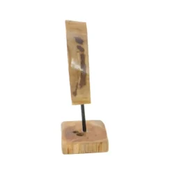 Kirkland's Home Teak Wood Raw Edge Crystal Figurine- Statues & Figurines