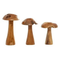Kirkland's Home Teakwood Mushroom 3-Pc. Sculpture Set- Statues & Figurines