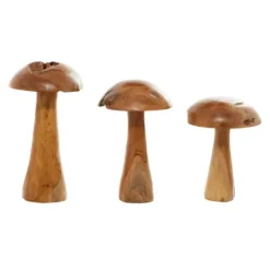 Kirkland's Home Teakwood Mushroom 3-Pc. Sculpture Set- Statues & Figurines