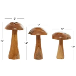 Kirkland's Home Teakwood Mushroom 3-Pc. Sculpture Set- Statues & Figurines