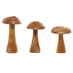 Kirkland's Home Teakwood Mushroom 3-Pc. Sculpture Set- Statues & Figurines