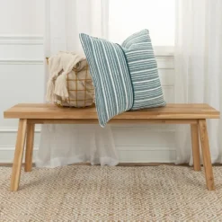 Kirkland's Home Teal And Ivory Directional Stripes Pillow- Pillows