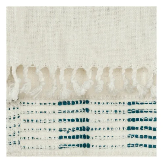 Kirkland's Home Teal And Ivory Woven Stripe Throw- Blankets & Throws