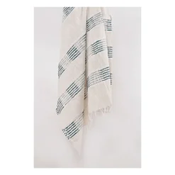 Kirkland's Home Teal And Ivory Woven Stripe Throw- Blankets & Throws