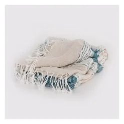 Kirkland's Home Teal And Natural Colorblock Chevron Throw- Blankets & Throws