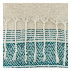 Kirkland's Home Teal And Natural Colorblock Chevron Throw- Blankets & Throws