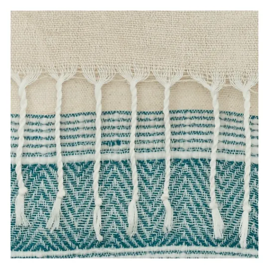 Kirkland's Home Teal And Natural Colorblock Chevron Throw- Blankets & Throws