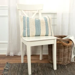 Kirkland's Home Teal And Natural Tufted Stripes Lumbar Pillow- Pillows