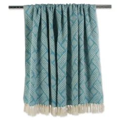 Kirkland's Home Teal Basket Weave Throw- Blankets & Throws