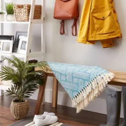 Kirkland's Home Teal Basket Weave Throw- Blankets & Throws