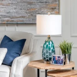 Kirkland's Home Teal Blue And Nickel Table Lamp- Table Lamps