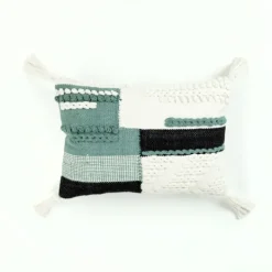 Kirkland's Home Teal Braided Color Block Lumbar Pillow- Pillows