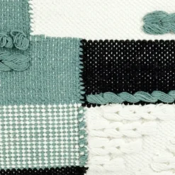 Kirkland's Home Teal Braided Color Block Lumbar Pillow- Pillows