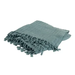 Kirkland's Home Teal Cable Knit Tassel Throw- Blankets & Throws