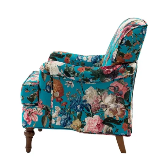 Kirkland's Home Teal Floral Classic Accent Chair- Accent Chairs