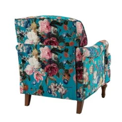 Kirkland's Home Teal Floral Classic Accent Chair- Accent Chairs