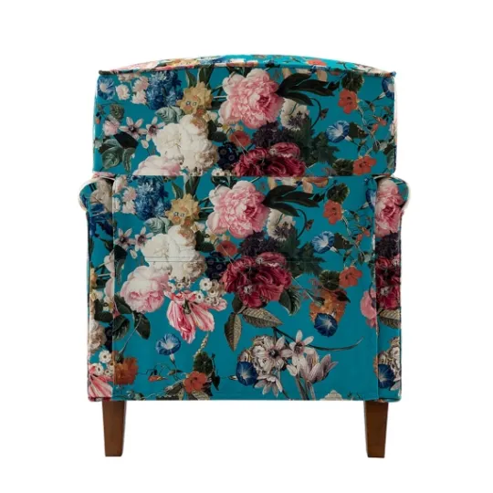 Kirkland's Home Teal Floral Classic Accent Chair- Accent Chairs