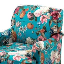 Kirkland's Home Teal Floral Classic Accent Chair- Accent Chairs