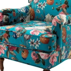 Kirkland's Home Teal Floral Classic Accent Chair- Accent Chairs
