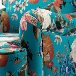 Kirkland's Home Teal Floral Classic Accent Chair- Accent Chairs
