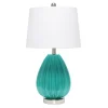 Kirkland's Home Teal Glass Pleated Table Lamp- Table Lamps