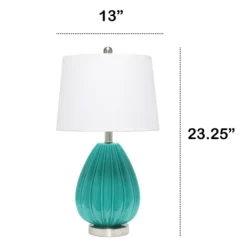 Kirkland's Home Teal Glass Pleated Table Lamp- Table Lamps
