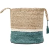 Kirkland's Home Teal Off White Woven Basket With Tassel, 17 In.- Baskets & Boxes