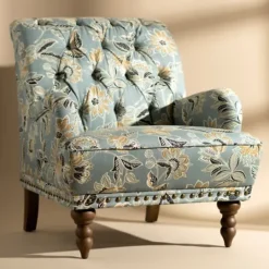 Kirkland's Home Teal Rebecca Tufted Accent Chair- Accent Chairs