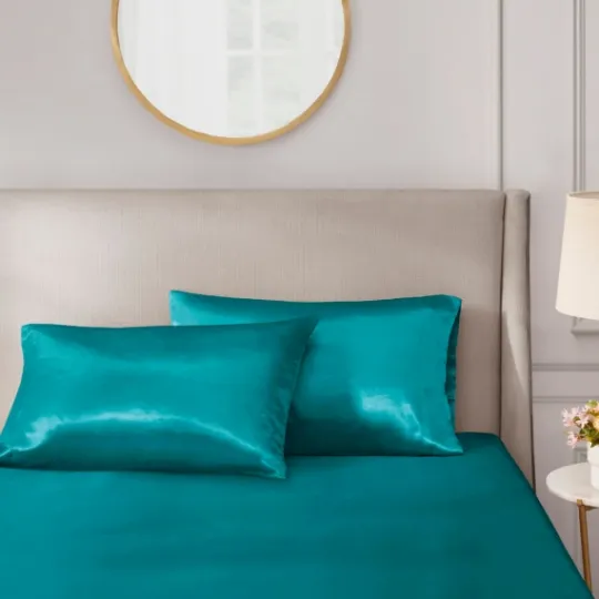 Kirkland's Home Teal Satin King 2-Pc. Pillow Case Set- Bed Sheets