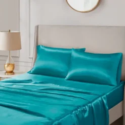 Kirkland's Home Teal Satin King 2-Pc. Pillow Case Set- Bed Sheets