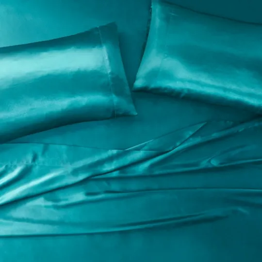 Kirkland's Home Teal Satin King 2-Pc. Pillow Case Set- Bed Sheets